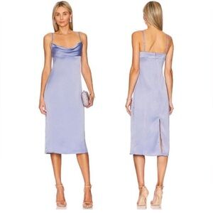 NWT WeWoreWhat Blue Satin Cowl Midi Dress 4